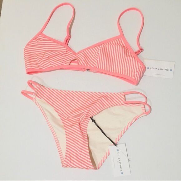 Solid & Striped Thea 2 piece Bikini Pink Stripe M - Picture 1 of 6